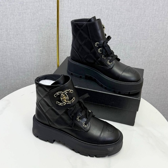 CHANEL Black Leather Ankle Boots - Picture 2 of 12